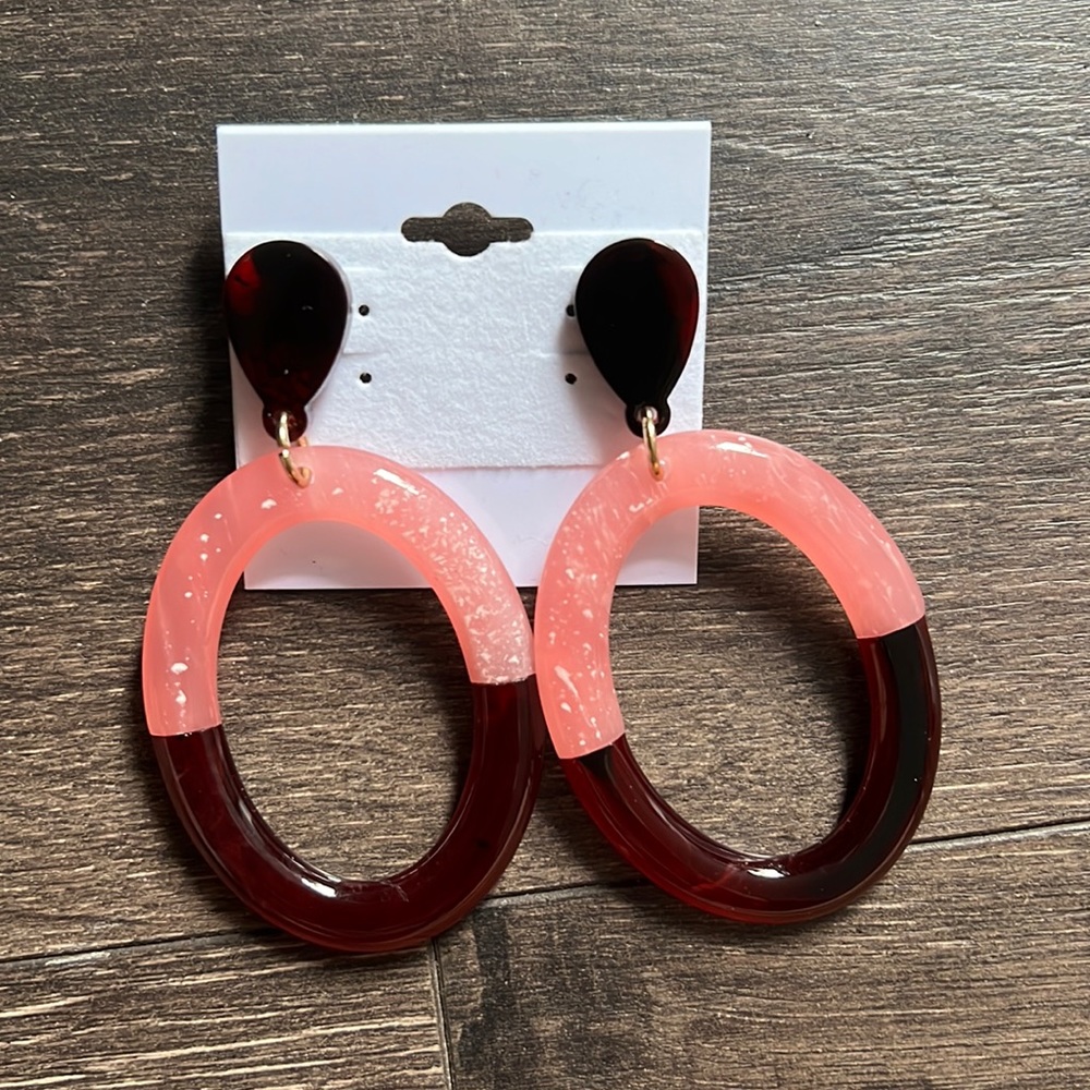 Red and Pink Hoop Earrings
